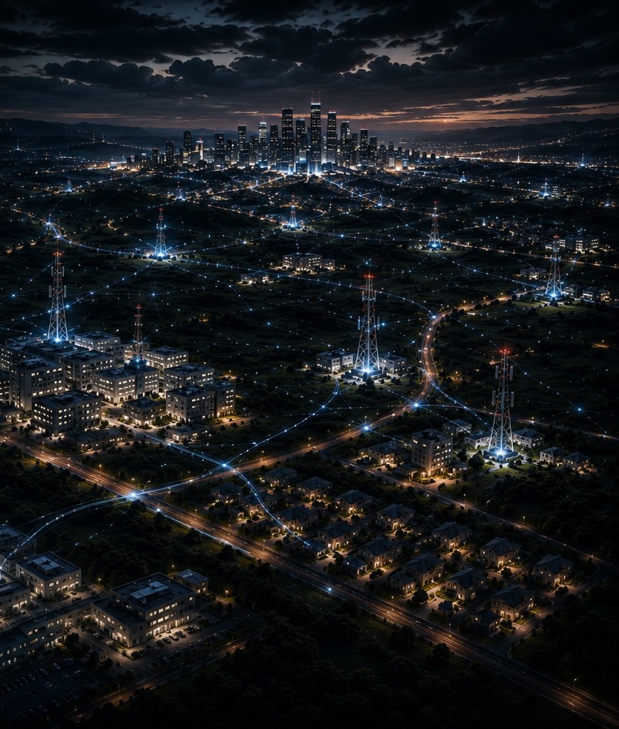 A city connected by a distributed infrastructure network